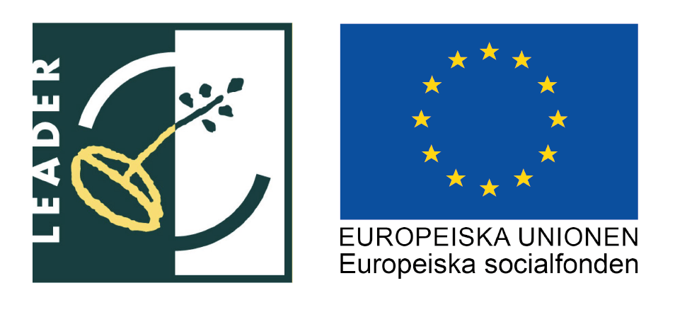 Logotyper för Leader projektet och för Europeiska socialfonden